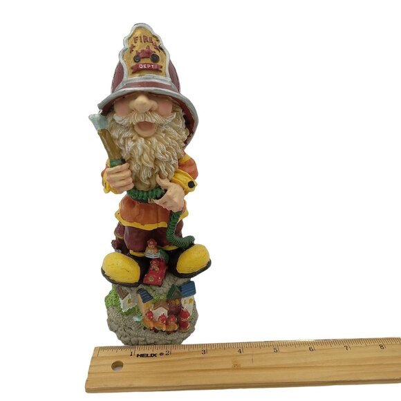 Vintage Fireman Figurine Holding Hose, Wearing Hat, Small Fire Truck - Picture 7 of 7